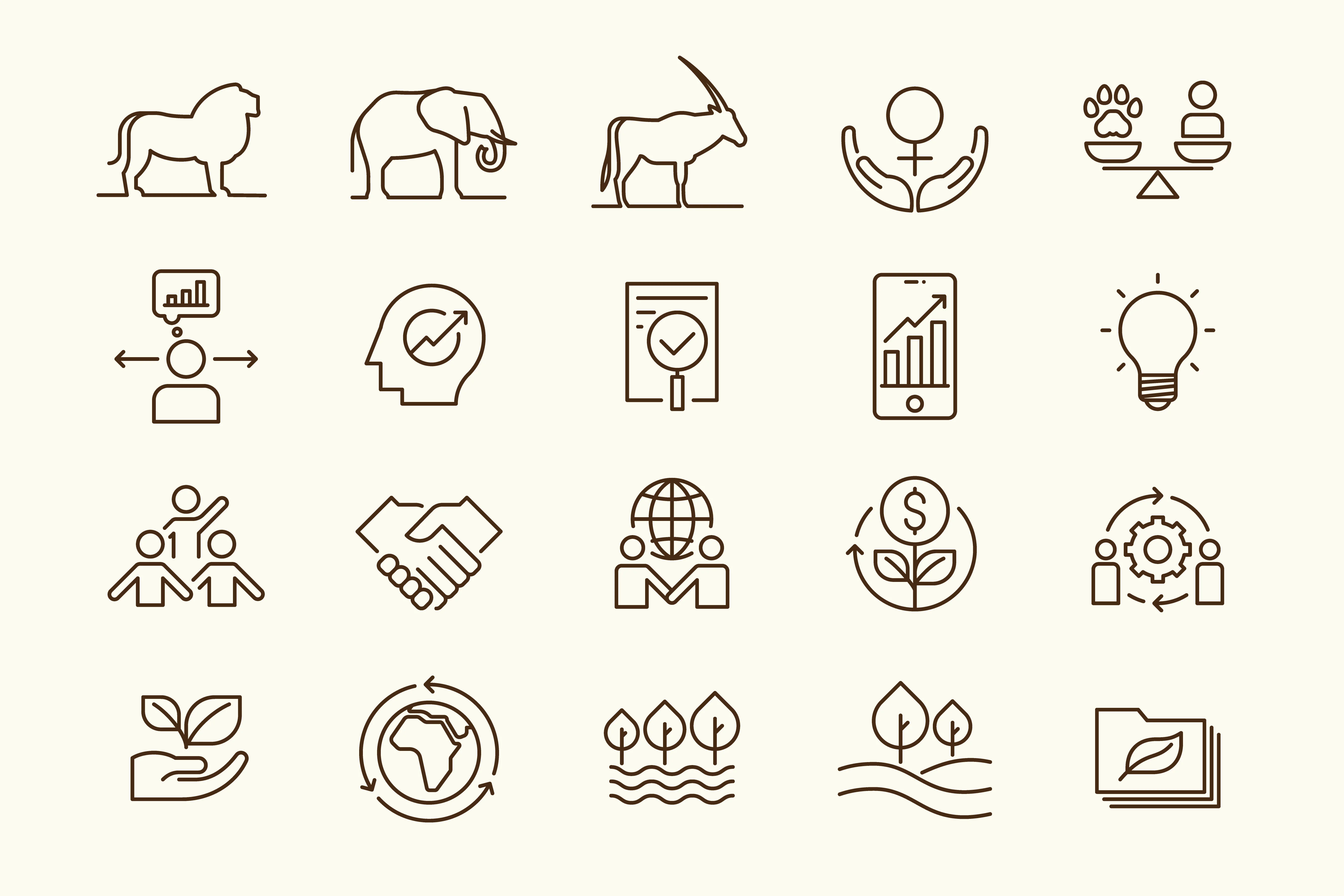 African People & Wildlife Icon Set